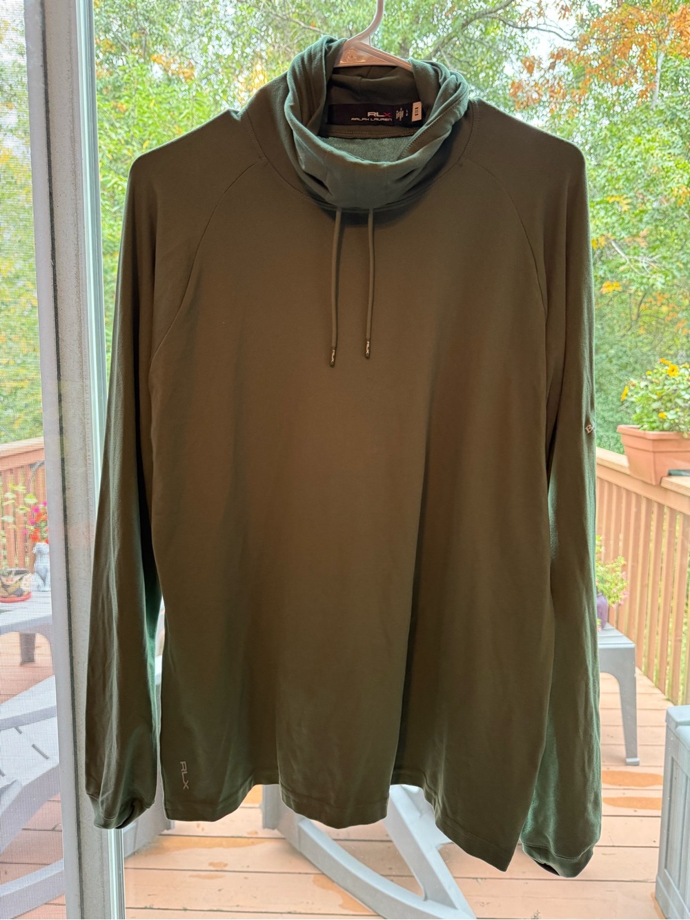 RLX Ralph Lauren Olive Green Funnel Neck Sweater